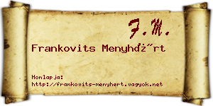 Frankovits Menyhért névjegykártya